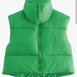 Cropped Green Puffer Vest